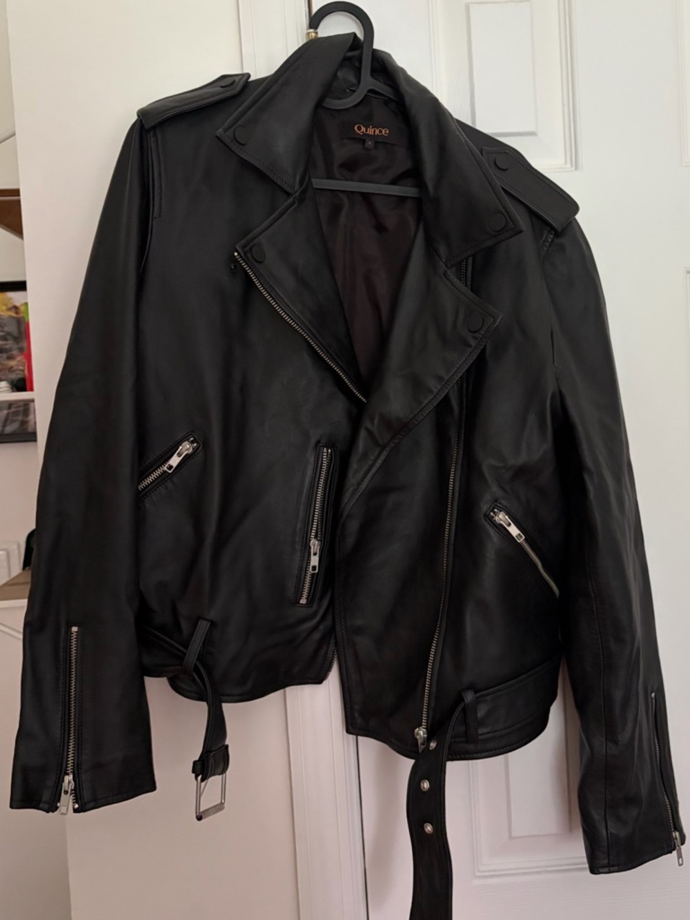 Quince 100% Sheep Leather Motorcycle Jacket with Silver Hardware